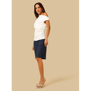 Women'<b>s</b> Loose Shoulder Sleeveless Satin Top Side Drape Elegant Draped <b>Blouse</b> Party Evening Wear OEM Polyester/Cotton Asymmetric - Product Image 6
