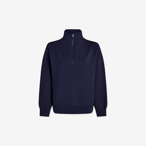 Sweat-shirt décontracté pour femme, style streetwear, demi-zip, col montant, mélange polyester/coton, grande taille, anti-boulochage, respirant, pour l'hiver - Product Image 2