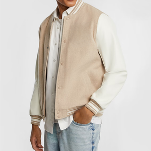 Blouson Bomber d'Hiver à Col Montant Personnalisé pour Hommes, en Laine Premium, Coupe-Vent, Logo Frontal, Style Streetwear - Product Image 3