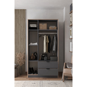 Armario Arden de Tres Puertas y Dos Cajones, Mueble de Almacenamiento Moderno para Dormitorio, Organizador de Armario de Madera - Product Image 5