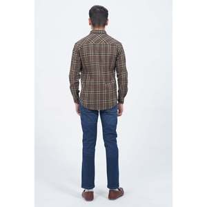 Chemise boutonnée décontractée pour homme WESTON, 100% coton, motif floral à carreaux, col montant, style western, tissée - Product Image 3