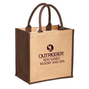 Sac d'épicerie en toile de jute laminée Sac fourre-tout en jute réutilisable et pliable avec logo imprimé sur mesure - Product Image 1