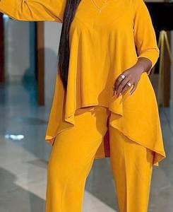 Ensemble unique surdimensionné composé d'un haut uni et d'un short pour femmes branchées, en coton 100% écologique, respirant et à séchage rapide - Product Image 2