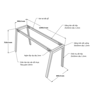 Pieds de table en fer Aton Concept 140x60cm, assemblage requis, accessoires de meubles - HCAT003 - Product Image 2