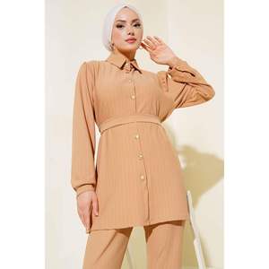 Juego de crepé a rayas de 2 piezas Latte - Product Image 4