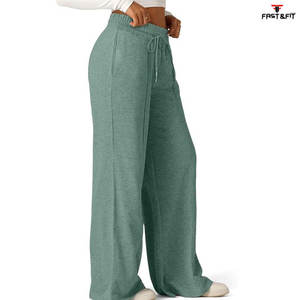 Pantalones de mujer de Color personalizado de nuevo diseño de alta calidad 2025, pantalones de chándal acampanados de algodón para mujer - Product Image 2