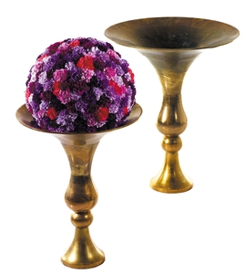 Juego de cuencos de flores de aluminio con pedestal envejecido dorado decorativo de 2 floreros de diseño de textura de lujo para Decoración de mesa de boda - Product Image 4