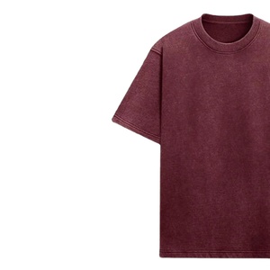 T-shirt Vintage Délavé Bordeaux Marron Oversize Streetwear Coton Épais Effet Délavé Impression Logo Personnalisé Homme Mode Blanche - Product Image 3
