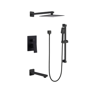 Sistema doccia tidgiugno bilanciamento pressione rubinetto doccia 3 funzioni quadrato con beccuccio vasca a cascata - Product Image 1