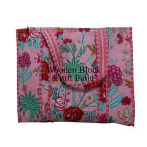 Hand Block Printed Bohemian Indian Handmade Cotton Shopping Tote <b>Bag</b> for Women with Shoulder <b>Strap</b> From Rajasthan - Product Image 5