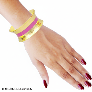 กำไลข้อมือทองเหลืองตอกลายทำมือ ประดับด้วยแถบสีชมพูเคลือบเงา ปรับขนาดได้ สไตล์โบฮีเมียน สำหรับผู้หญิง - Product Image 4