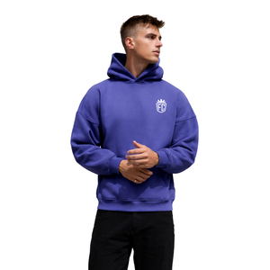 Sweat-shirt à capuche oversize pour homme, 50% coton, 50% polyester, épaules tombantes, streetwear, molleton uni teint, sweat-shirt d'hiver - Product Image 4