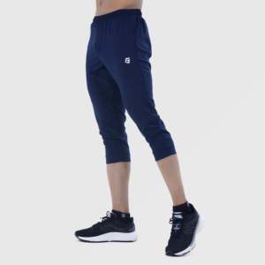 Navy 3/4 Bottoms Logo Decorations XS Size Cotton Bermuda <b>Shorts</b> Woven 100% Polyester Twill Fabric Soft Knitted Spandex Knee - Product Image 1