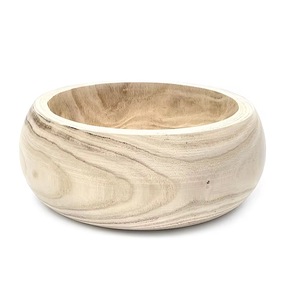 Bol de service décoratif en bois naturel écologique, imprimé émail, poli avec une technique artisanale pour les salades et les fêtes, durable - Product Image 5