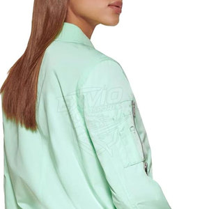 Custom Logo Design <b>Women</b> Bomber <b>Jacket</b> Solid Color <b>Lightweight</b> Breathable <b>Women</b> Bomber <b>Jackets</b> - Product Image 3