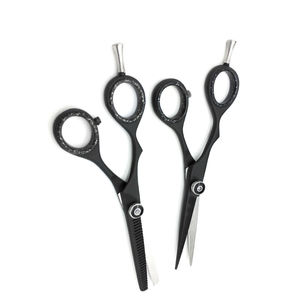 Kit de tijeras de adelgazamiento de peluquero de alta calidad, juego de tijeras de peluquero hermosas recubiertas de Color negro, juego de acero inoxidable - Product Image 4