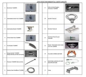 Système antichute sur le toit avec boucle à connexion rapide Longueur réglable Capacité de 100kg Construction en acier/acier inoxydable - Product Image 2
