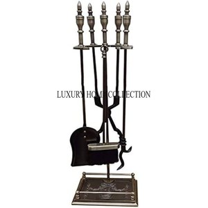 Sturdy weather-resistant wrought iron fire pit tools set with anti-slip grips for secure and easy fire tending at campsites - Product Image 3