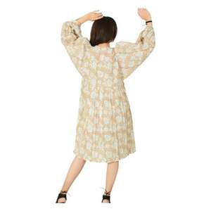 Boho Hippie 6XL Coton Robe Casual Summer Wear avec Tunique Courte Manches Dentelle Décoration Floral Bloc Imprimer Genou Longueur Lavable - Product Image 5