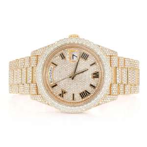 Hip Hop Style Gold Tone VVS Clarity Moissanite Diamond Automatic <b>Watch</b> Quartz Stainless Steel Band <b>for</b> <b>Sports</b> Fashion Men <b>Women</b> - Product Image 1