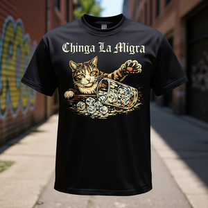 T-shirt Chinga La Migra Cat girocollo a maniche corte vintage unisex per adulti, abbigliamento promozionale - Product Image 4