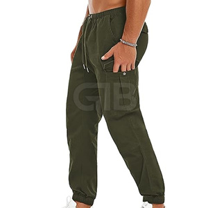 Wholesale Adult Casual <b>Drawstring</b> Jogger <b>Trousers</b> Lightweight Cotton Polyester Mid Waist Straight Pattern - Product Image 2