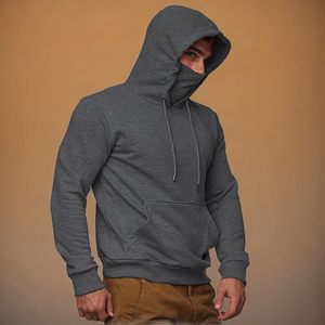 Sweat-shirt à capuche pour homme, style masqué à double fermeture éclair, coupe ample et surdimensionnée, coupe-vent, pour l'hiver - Product Image 2