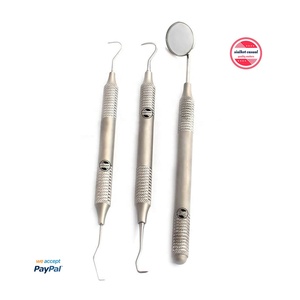 Grattoir et dissolvant de tartre dentaire en acier inoxydable, ensemble de 3 pièces, nettoyage et remplissage des dents, miroir buccal avec poignée, détartreur dentaire - Product Image 1