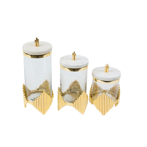 Stainless Steel and Brass Glass <b>Canister</b> Home Decorative TOp Selling and High Quality Home Decor for Tabletop - Product Image 1