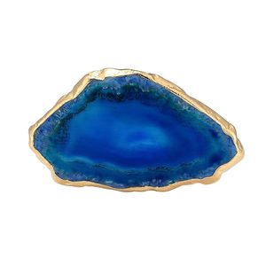 Rond de serviette en acrylique transparent Tranche de géode d'agate naturelle avec anneau de serviette à bord doré pour les fêtes et les mariages - Product Image 2