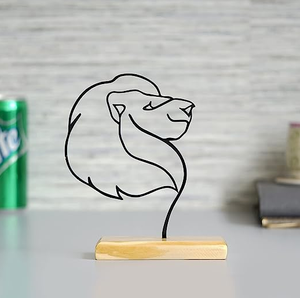 Mesa de cara de León de Metal de latón AK en Base de madera Diseño de Arte de alambre adornos decorativos para decoración de mesa y decoración del hogar - Product Image 2