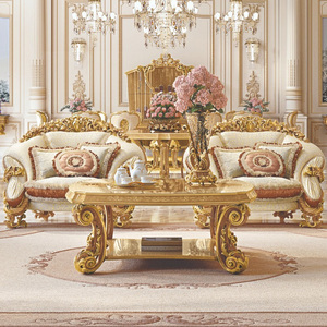 Juego de sofá <span class=keywords><strong>barroco</strong></span> de lujo para sala de estar, marco de madera maciza tallada a mano, tapicería de terciopelo beige, muebles de estilo real europeo - Product Image 2