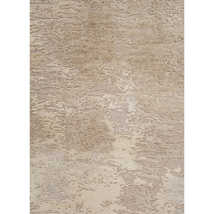 Tapis en laine et soie noués à la main Entropy Ivory AKWS-357, motif abstrait en coton biologique, tapis de salon pour couloir - Product Image 3