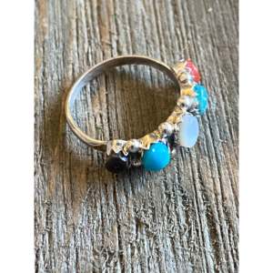 Bague de collection culturelle Zuni multi-pierres et argent sterling taille 5 - Product Image 3