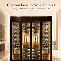 Armoire à vin en acier inoxydable sur mesure, armoire à vin dorée, refroidisseur à vin, stockage commercial de vin pour hôtel, restaurant, bar, villa
