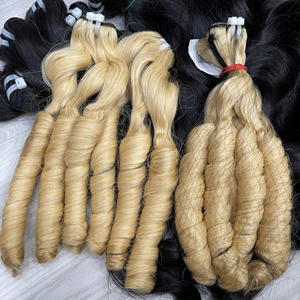 2025 Tendance Chaude Blonde Bouncy Curl Extensions De Cheveux Vietnamiens 100% Cuticule Aligné Vapeur Bouncy Curl Cheveux Bundles Trame - Product Image 3