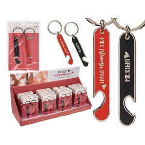 Ensemble de porte-clés en métal personnalisé Mr. Right & Mrs. Ouvre-bouteille Always Right au design tendance avec impression sérigraphique en alliage - Product Image 3