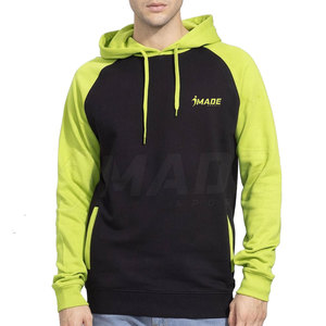 Sweat à capuche Made Sport pour homme, noir et vert lime, en molleton de coton, unisexe, épais, personnalisable, vierge - Product Image 1