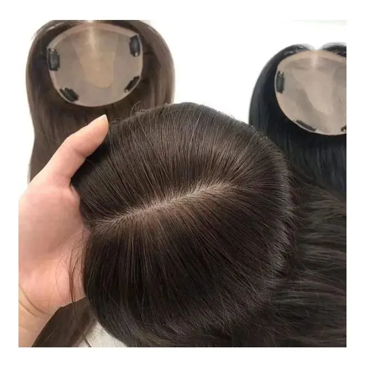 Wig rambut manusia asli wig pria dan wanita bundel rambut renda depan 100% wig rambut alami wanita topper sutra topper