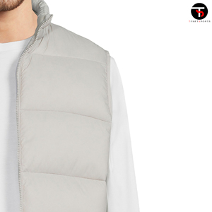 Vente en gros de gilet matelassé rembourré pour hommes avec logo personnalisé col Mandarin couleur unie service de vêtements d'extérieur coupe-vent produit tendance - Product Image 5