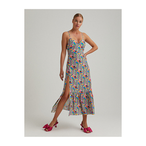 Vestido Casual Estampado Hecho de Mezcla de Viscosa Origen Turquía Calidad Premium - Product Image 2