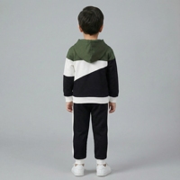 Ensemble de survêtement d'hiver pour enfants grande taille, deux pièces, sweat à capuche et pantalon de jogging, respirant, 100% coton, color block, décontracté, unisexe, élastique