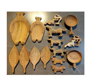 Plateau de rangement en forme de feuille en bois massif plateau de rangement à Dessert fait à la main en bois accessoires pour la maison Support pour restaurant hôtel - Product Image 3