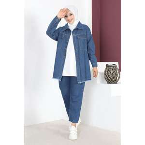 แจ็คเก็ตยีนส์แบบกลับด้านได้ แต่งพู่สีน้ำเงิน  โลโก้ปรับแต่งได้  หนังตกแต่งด้านนอก  ลายควิลท์  สไตล์เกาหลี รุ่น MSW6011 สำหรับฤดูใบไม้ร่วง - Product Image 4