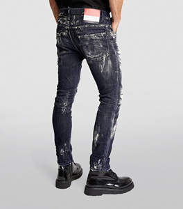 Pantalon Denim de couleur personnalisé Vintage lourd brodé Design imprimé personnalisé patineur en détresse coupe régulière imperméable - Product Image 6