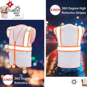 Gilet de sécurité de travail personnalisé avec logo, fluorescent, conforme à la norme ANSI classe 1, imperméable, multi-poches, haute visibilité, sans manches - Product Image 5