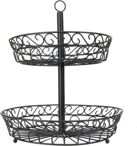 Black Powder Coated Metal Wire <b>Fruit</b> Kitchen <b>Storage</b> Vegetable Rack <b>Fruit</b> & <b>Veg</b> Basket Iron Wire Bowl - Product Image 6