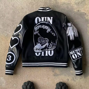 Chaquetas universitarias personalizadas de alta calidad para hombre, ropa de calle bordada con etiqueta de tela de PU, chaquetas de manga larga a prueba de viento para hombre - Product Image 3