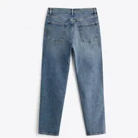 Jeans droits amples à taille haute pour hommes, personnalisables en gros, 100 % coton, respirants, coupe-vent, séchage rapide, légers et décontractés