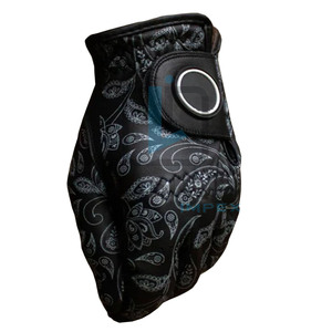 Nouvelle fabrication Cabretta cuir noir sublimé Cabretta gants de golf en cuir avec échantillonnage personnalisé gants de golf en cuir chaud - Product Image 1